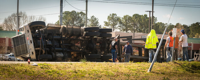 Truck accident scene in Atlanta