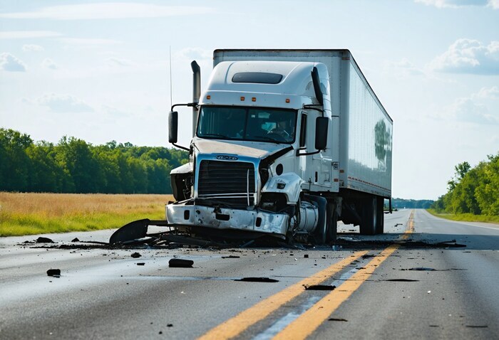 Truck accident scene in Georgia highway