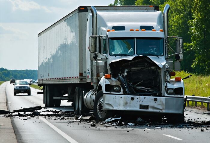 A truck that was involved in an accident on Georgia highway